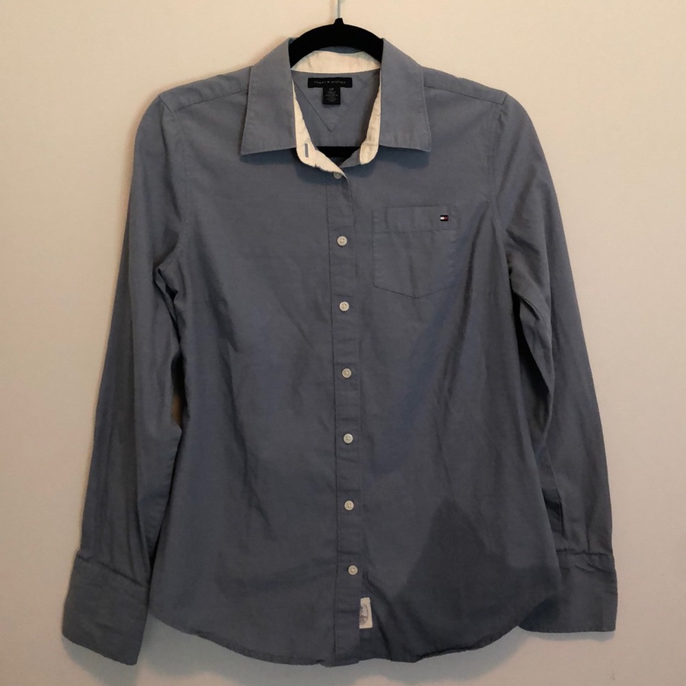 Tommy Hilfiger blue button down long sleeve shirt